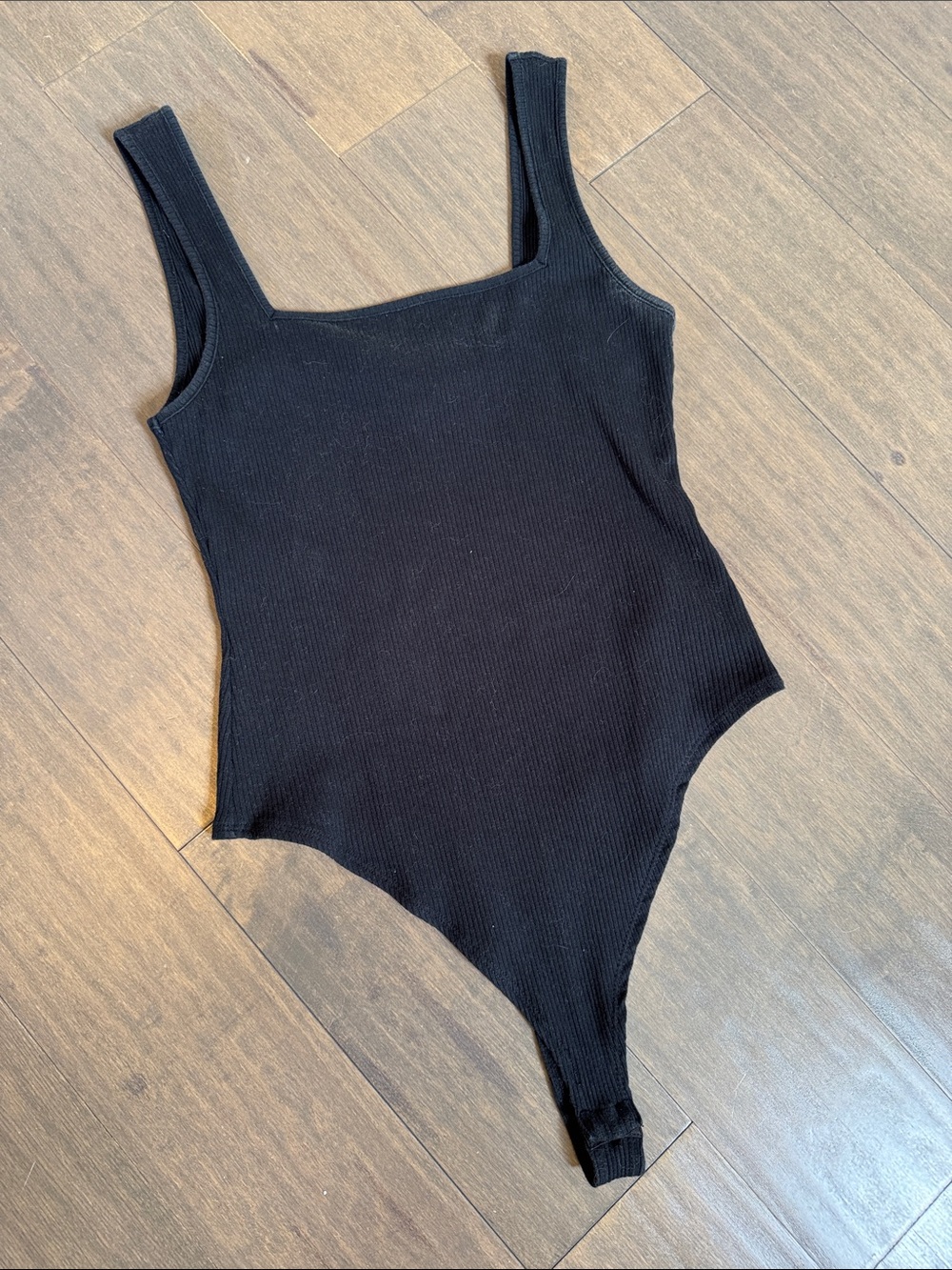 ❤️TOPSHOP❤️Black Ribbed Square-Neck Bodysuit